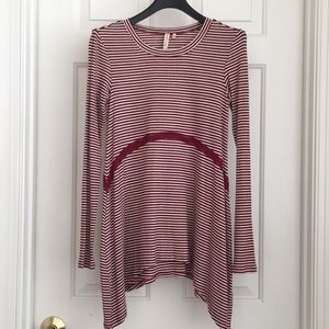 Red Camel Girls Dress XS Striped Red White Up and Down Ribbed Lace trimmed waist